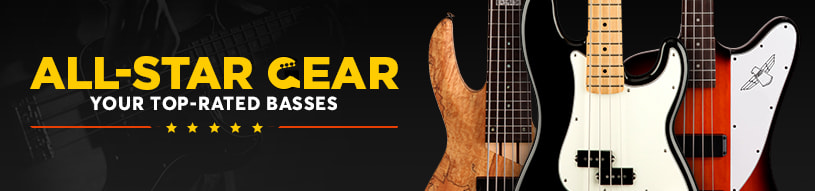 All-Star Basses from Fender, Epiphone, ESP LTD, Schecter, Ibanez and more!