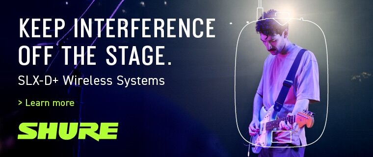 Keep the interference off the stage. Shure SLX-D+.  Learn more.